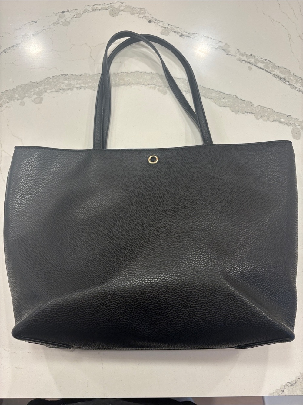Anne Klein Black Pebbled Tote with Gold Accent